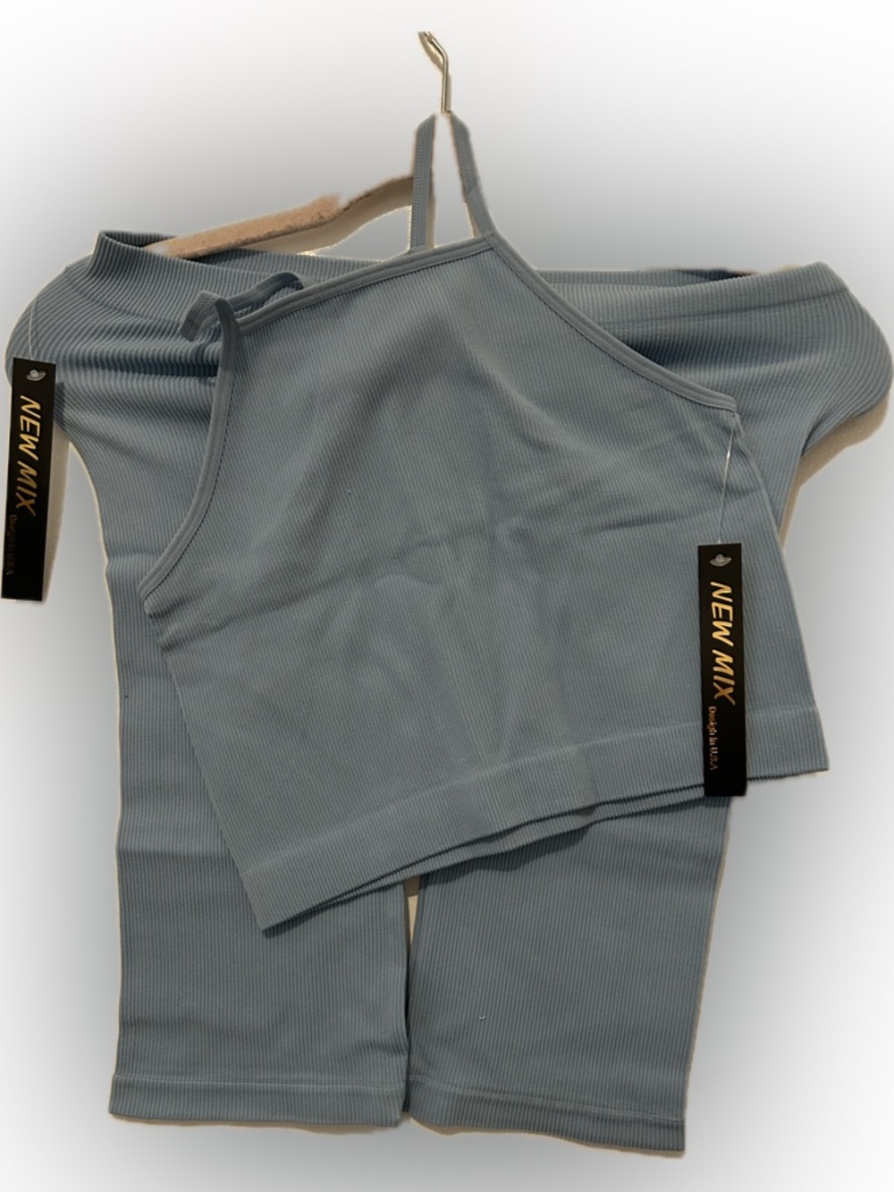 NEW MIX Ribbed Light Blue Two-Piece Lounge Set